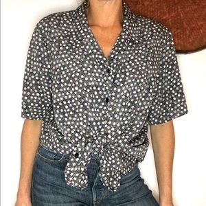 👾VTG abstract print button down top